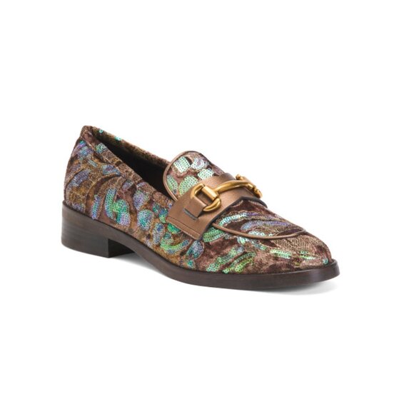 PONS QUINTANASpain Haircalf Omega Sequin And Stitched Moccasins